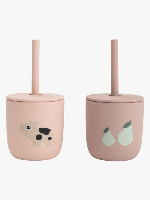 Done By Deer Tiny Farm Sugerørskop Silikone 2-pak, Powder