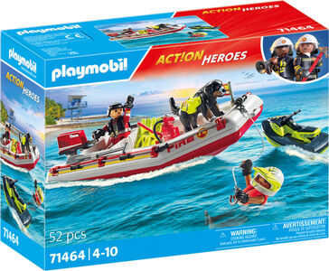 Playmobil 71464 Action Heroes Byggesæt Brandbåd med Vandscooter