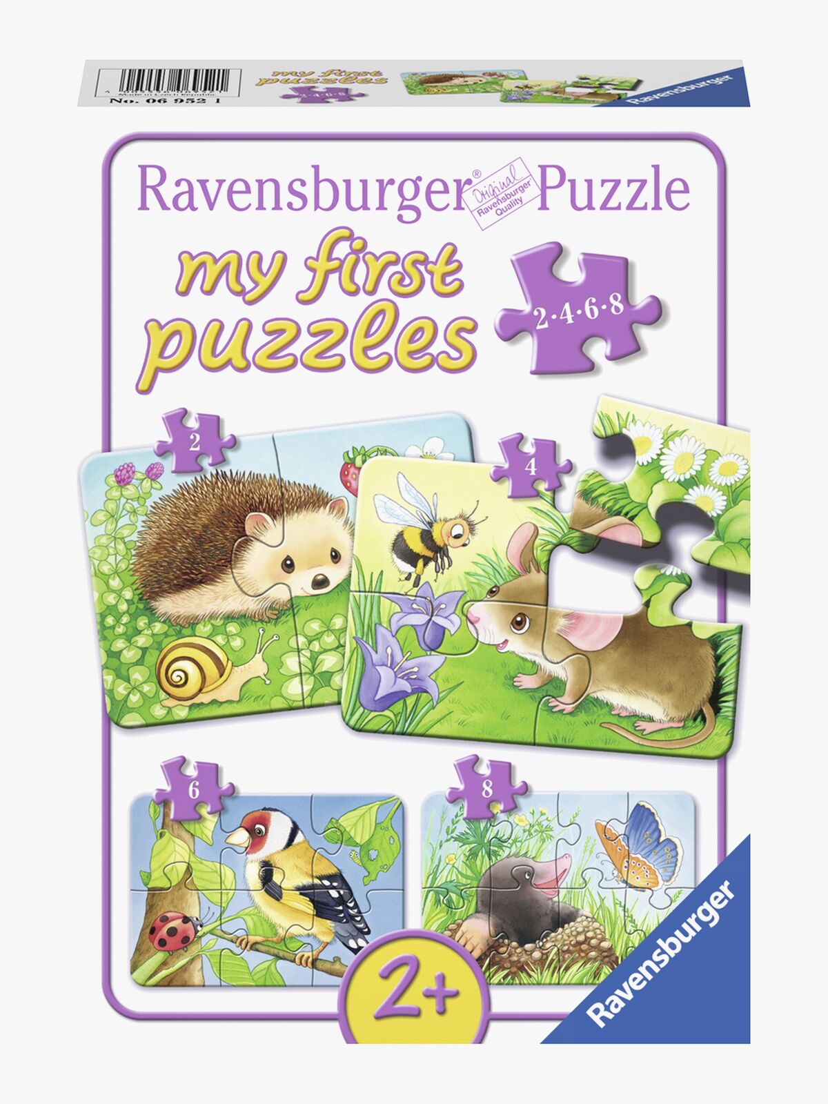 Ravensburger Puslespil Skovdyr 2, 4, 6 & 8 Brikker