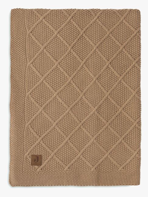 Jollein Strikket Tæppe Ternet Mønster, Biscuit