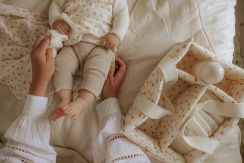 Elodie Bamboo Tæppe/ Stofble i Musselin, River Rose