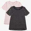 Luca & Lola Malena T-shirt 2-pak, Black/Pink Stripes