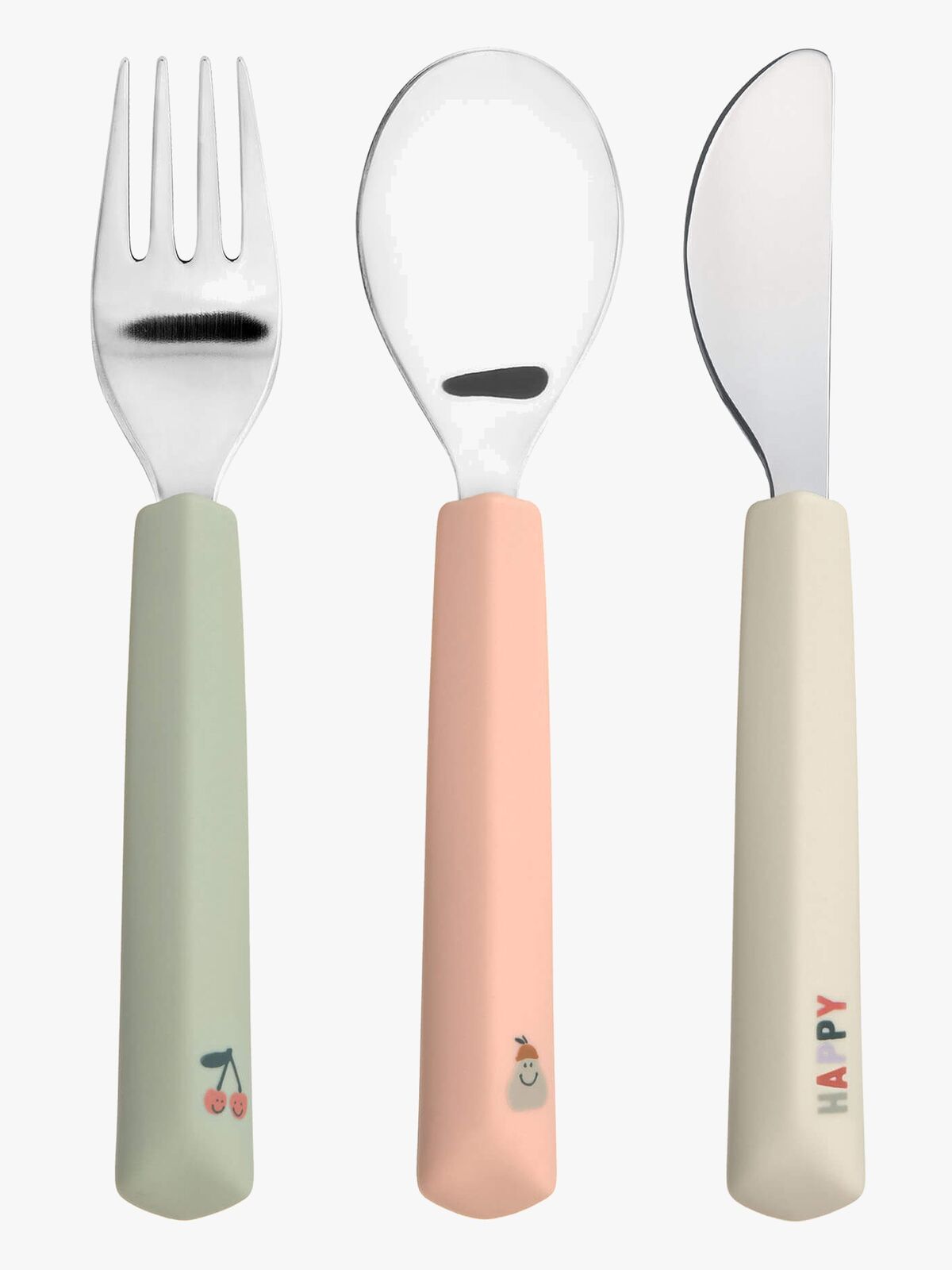 Lässig Bestik med Silikone-greb 3-pak, Happy Fruit Cherry