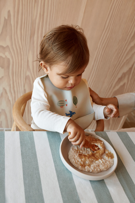 LIEWOOD Tilda  Mønstret Hagesmæk Silikone 2-pak, Aviator/Ecru