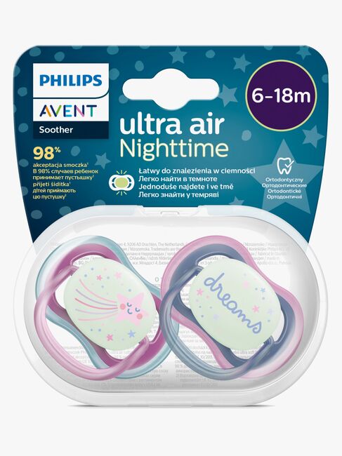 Philips Avent Ultra Air Night Sutter 2-Pak 6-18m, Lyserød/Pink
