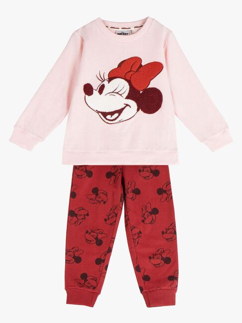 Disney Minnie Mouse-sæt med sweater og bukser, rød/lyserød