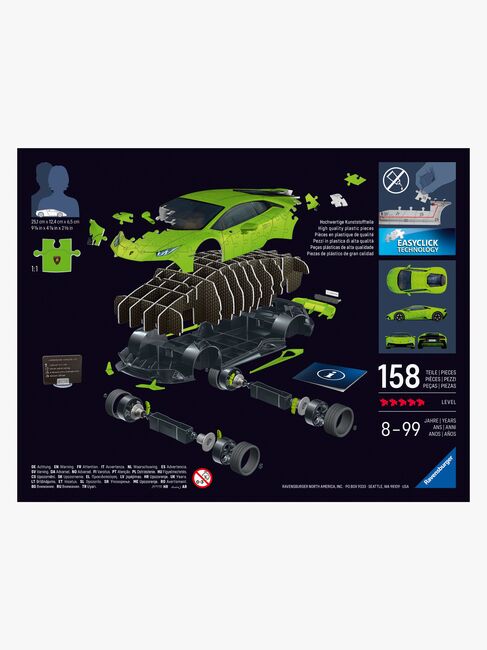 Ravensburger Iconics 3D-puslespil Lamborghini Huracán EVO-Verde 158 Brikker