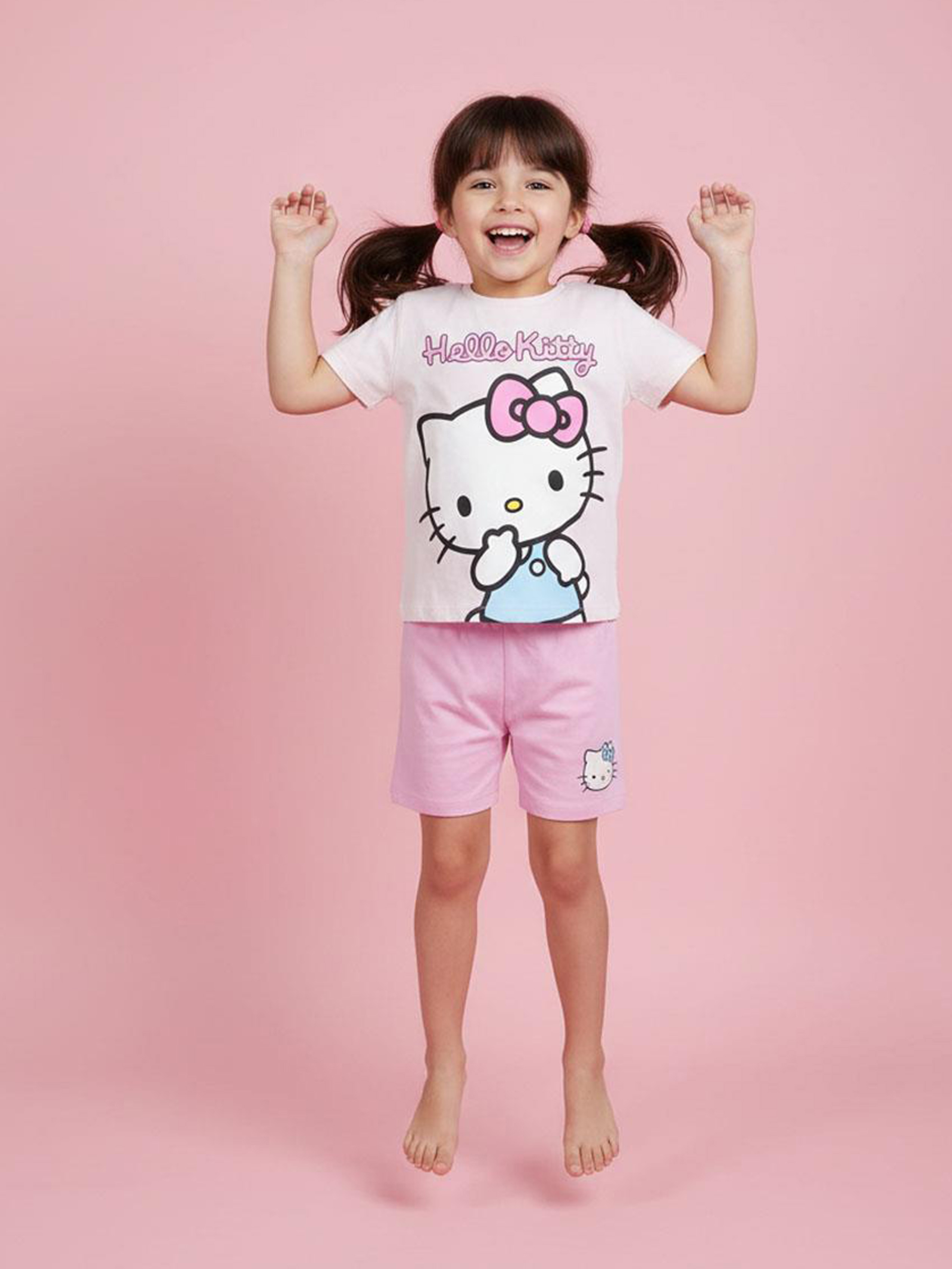 Hello Kitty T-shirt &  Shorts Sæt, Lyserød, 140-146
