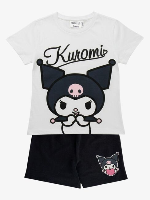Hello Kitty Kuromi T-shirt & Shorts Sæt, Hvid