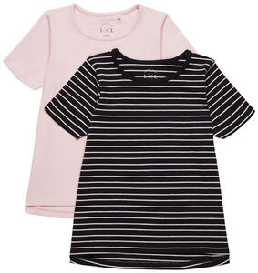 Luca & Lola Malena T-shirt 2-pak, Black/Pink Stripes