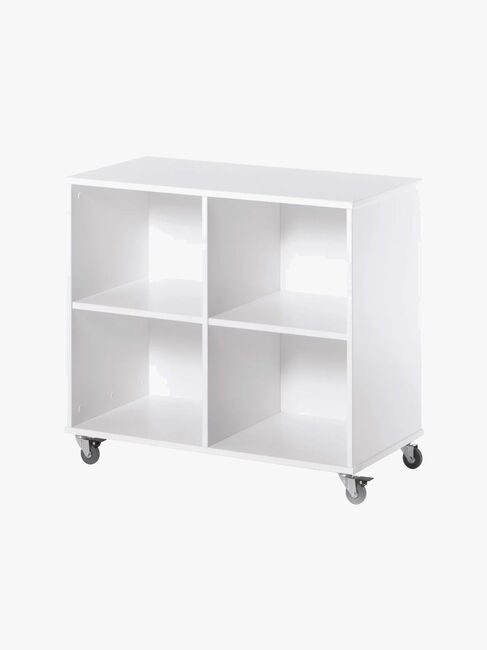 Hoppekids Bogreol m. Hjul, Hvid