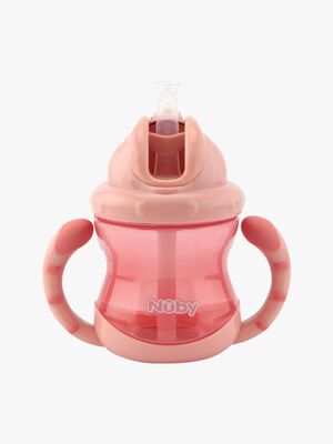 Nuby Twin Handle Flip It Kop 240 ml +12 m, Pink