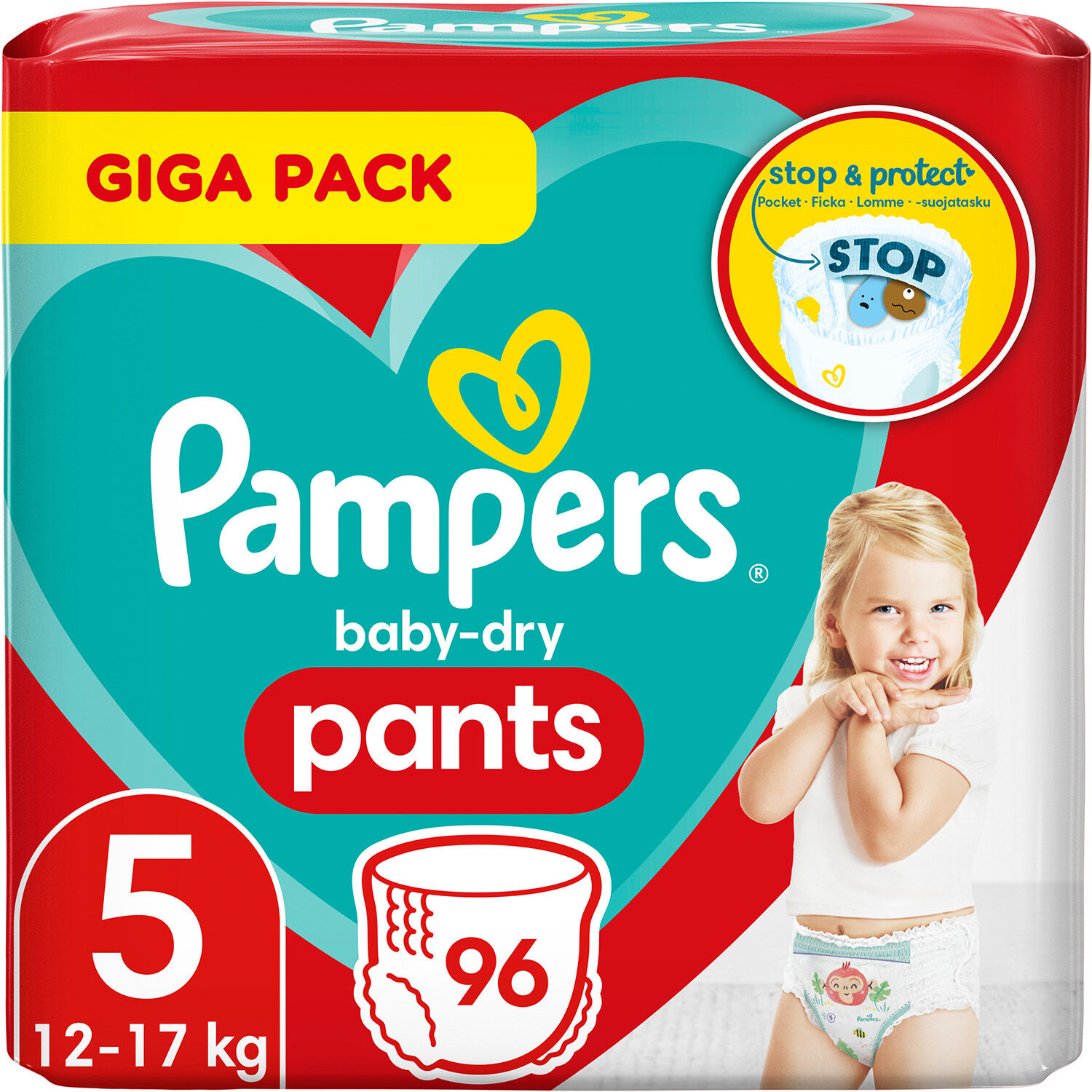 Pampers Baby-Dry Pants Ble Str. 5 12–17 kg 96-pak
