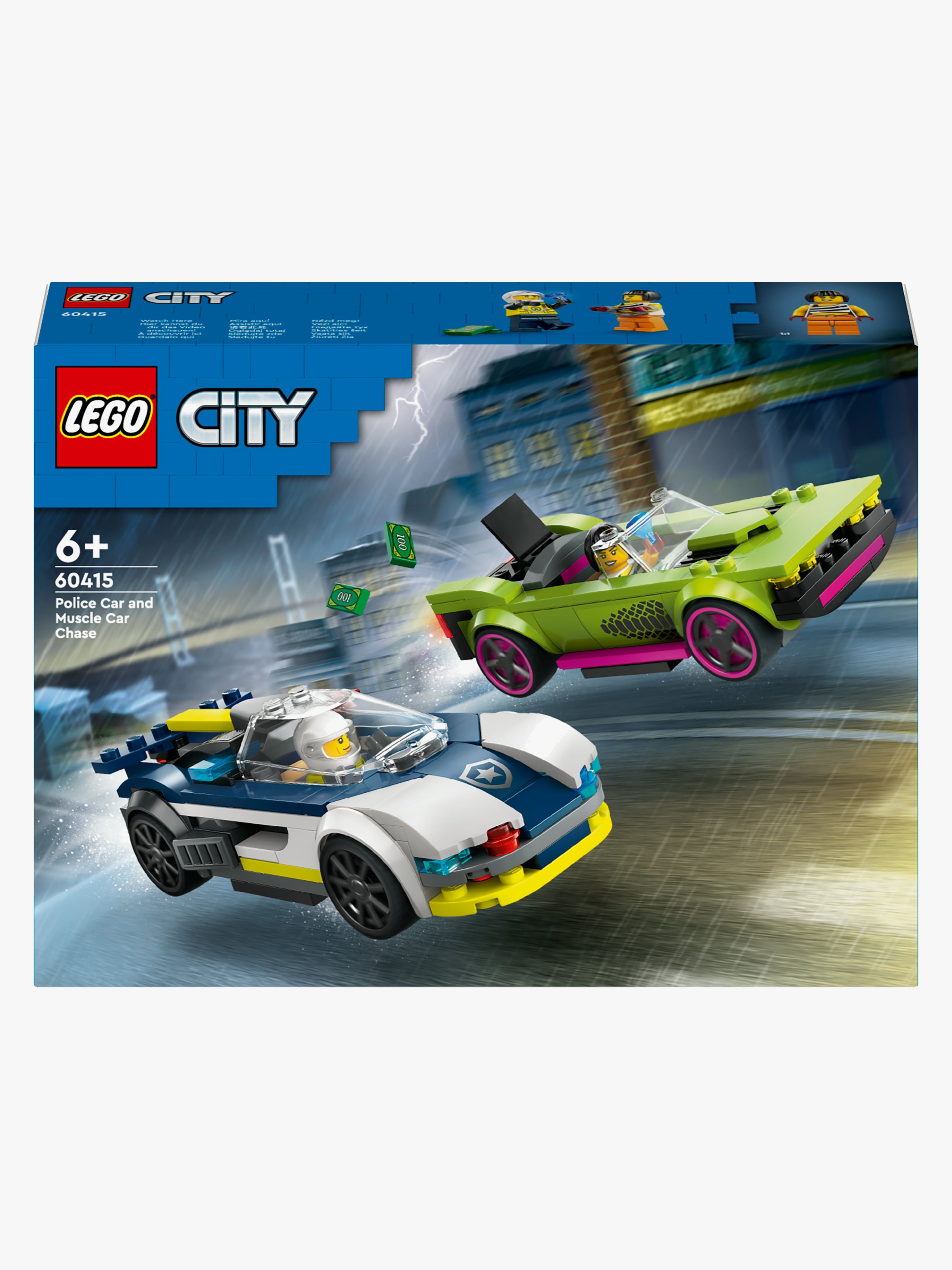 LEGO City 60415 Biljagt med politi og muskelbil, El bil til børn