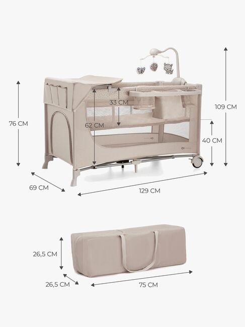 Kinderkraft JOY 2 Weekendseng med Tilbehør, Beige