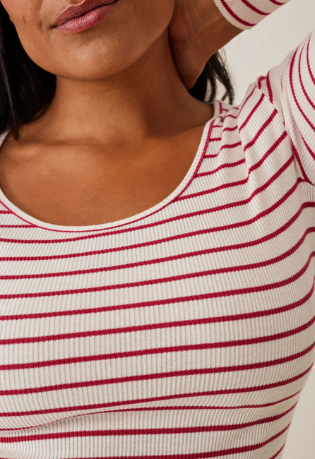 Boob Signe midi Kjole, Stripe White/Red