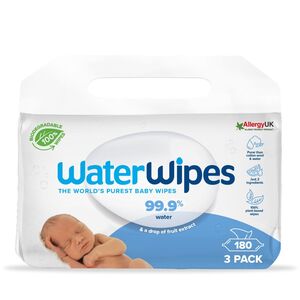 WaterWipes  Plastfrie Vådservietter 3 X 60-pak