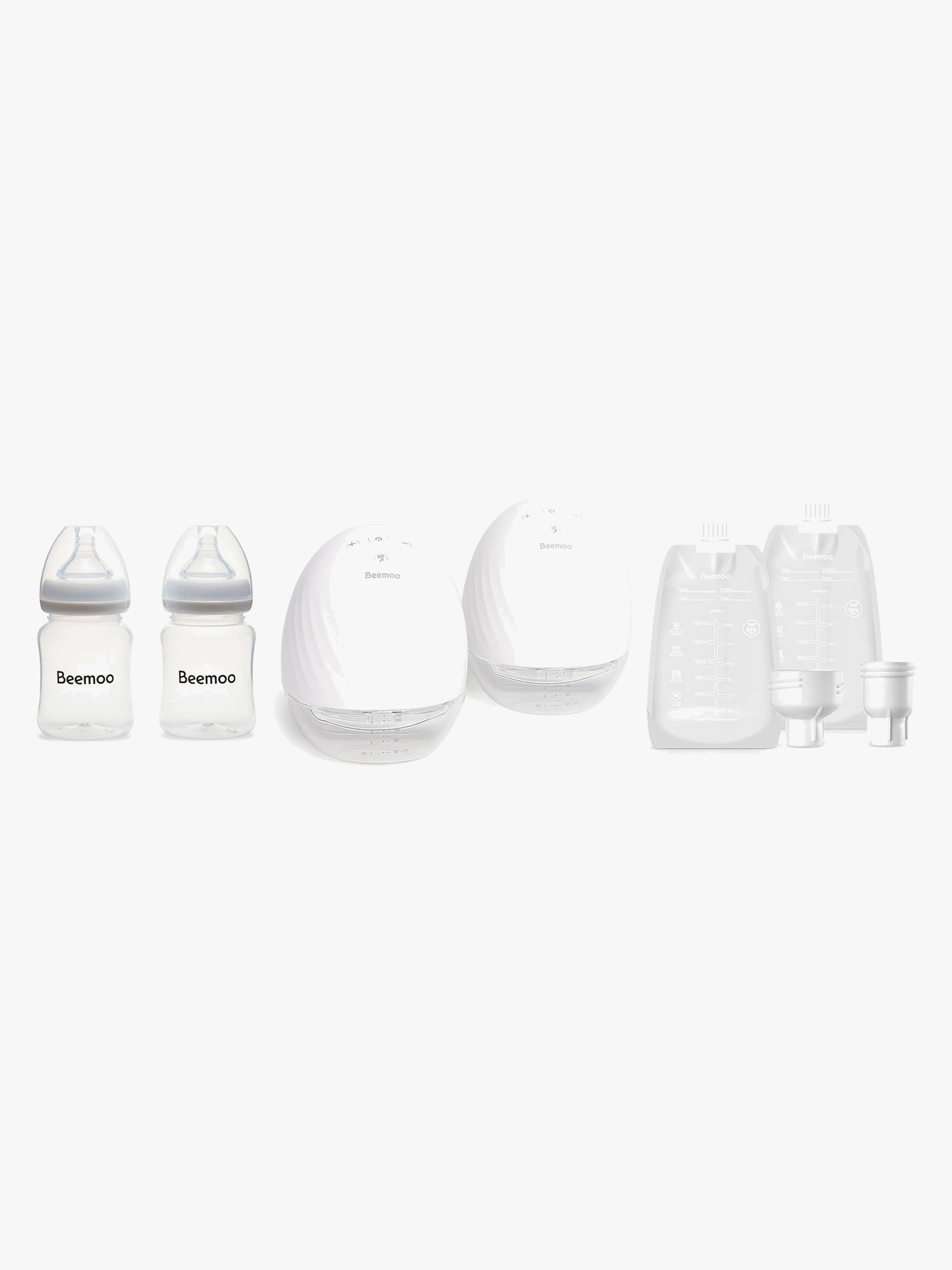 Beemoo CARE Wearable Elektrisk Brystpumpe Dobbelt inkl. Modermælksposer & Modermælksflaske 180 ml 2-pak
