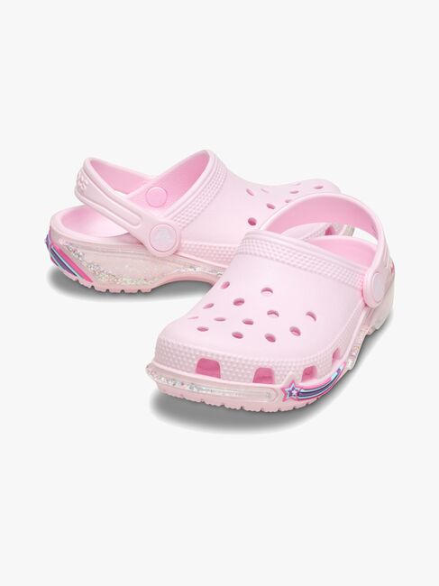 Crocs Classic Star Sparkle Kids Clogs, Pink Milk