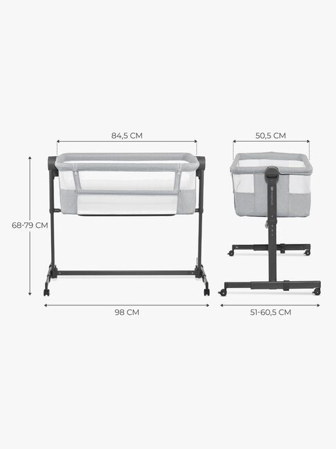 Kinderkraft Nestee Up 2 Bedside Crib, Light Grey