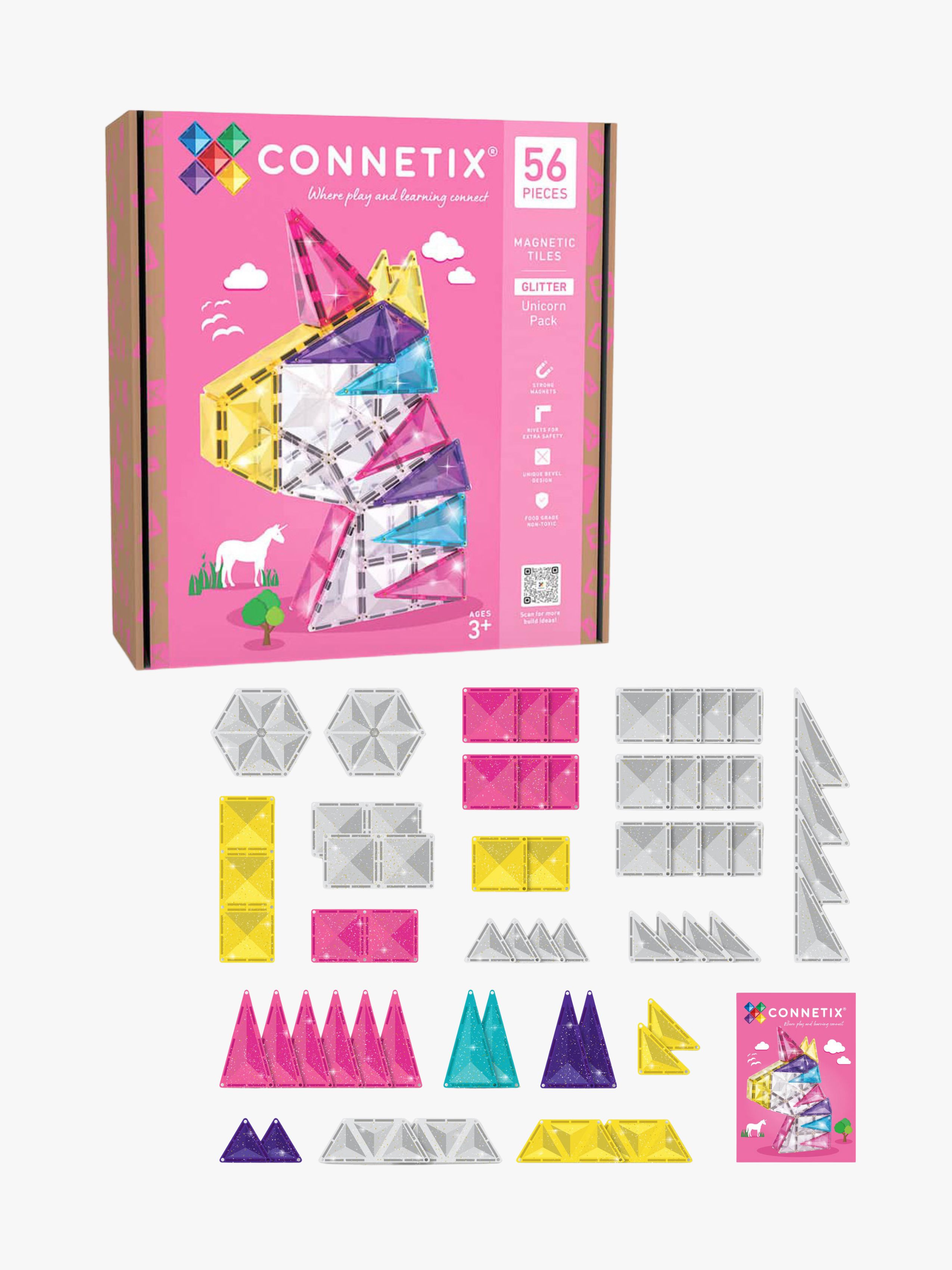 Connetix Magnetiske Byggeklodser Glitter Enhjørning 56 Dele