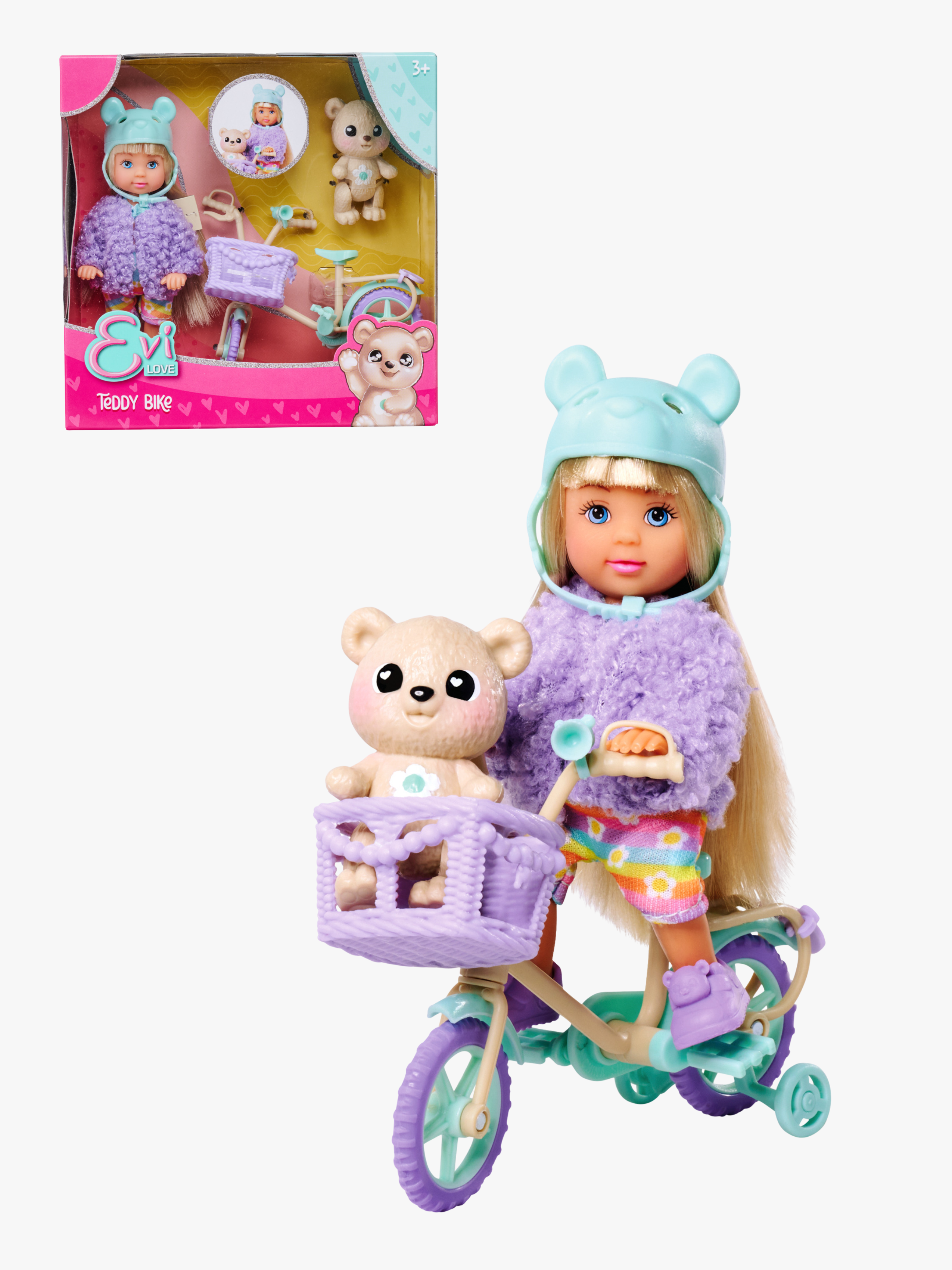 Evi Love dukke med bamse &  cykel