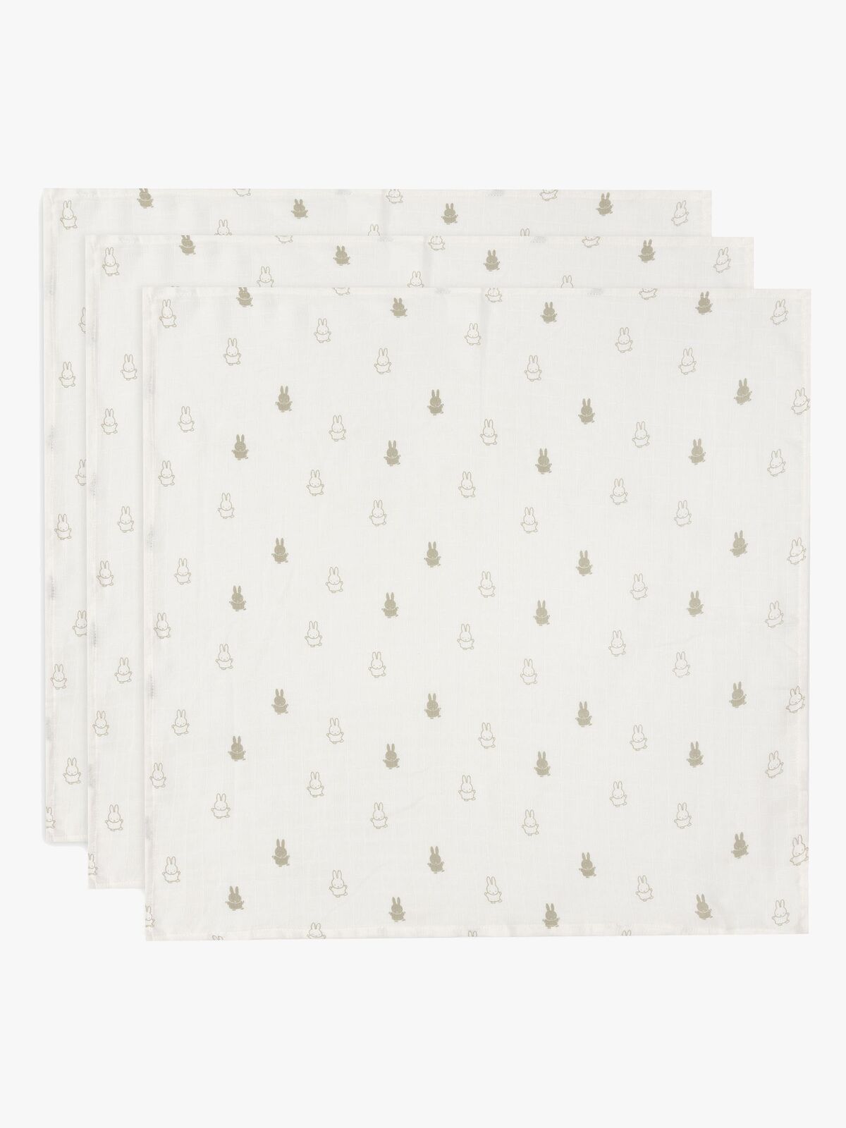 Jollein Happy Miffy Tæppe/ Stofble i Musselin 3-pak, Olive Green