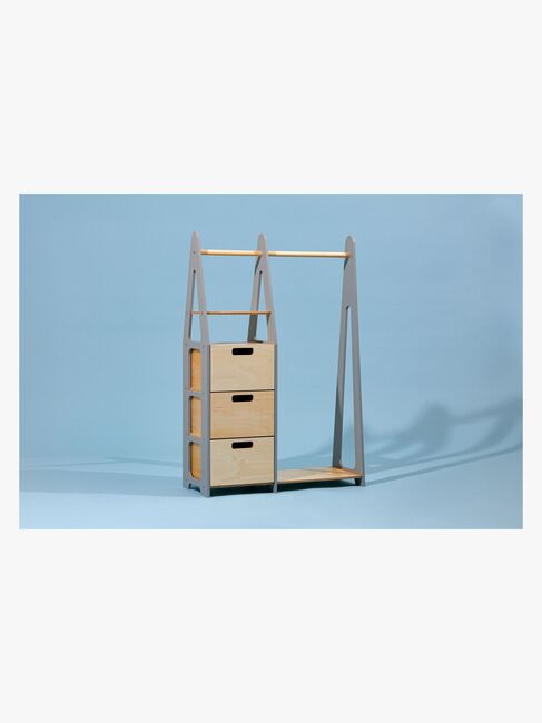 Duck Woodworks Knagerække med Skuffer, Grå