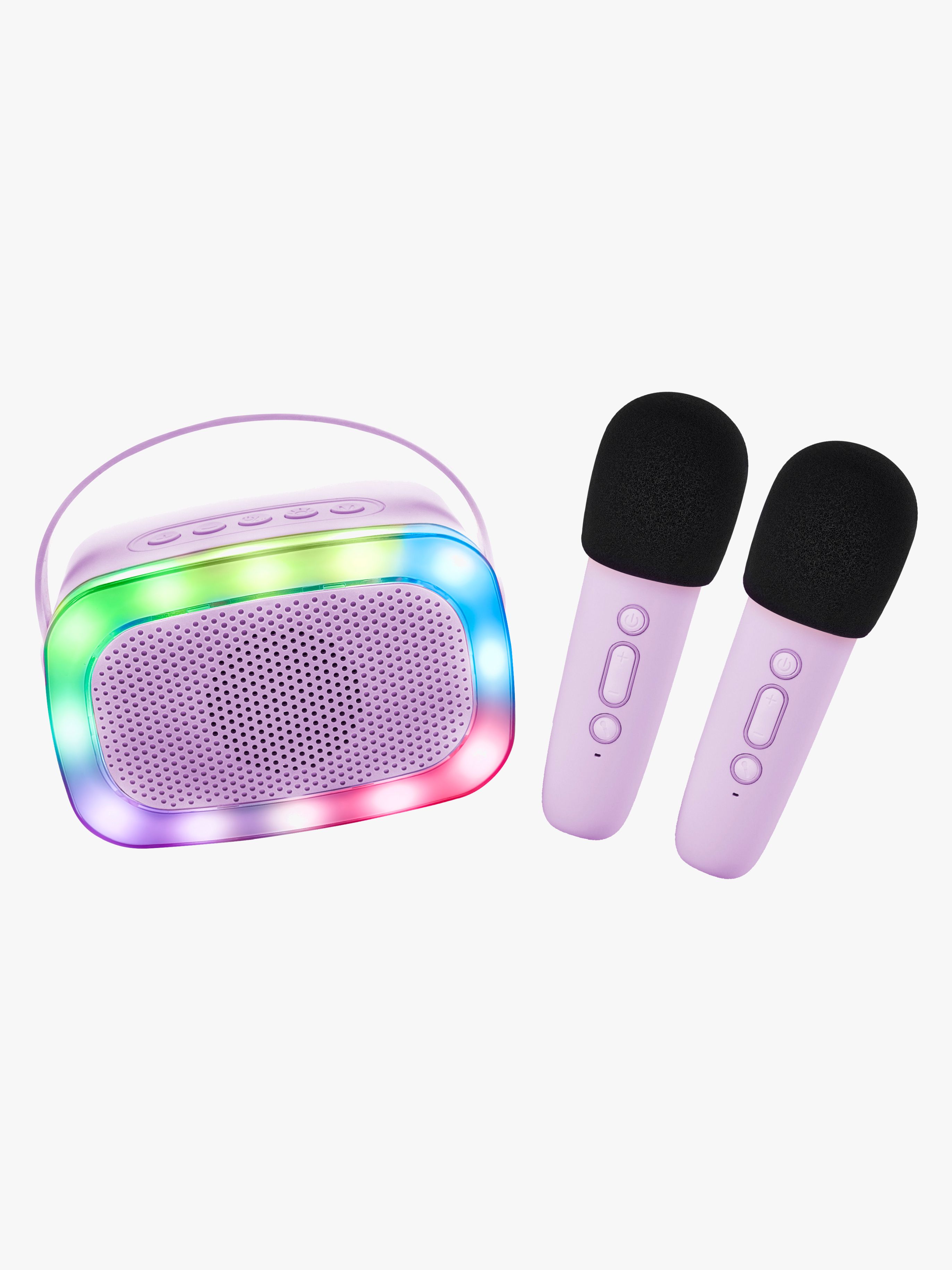 Lalarma Karaokesæt med LED-lys &  2 Mikrofoner, Lilla