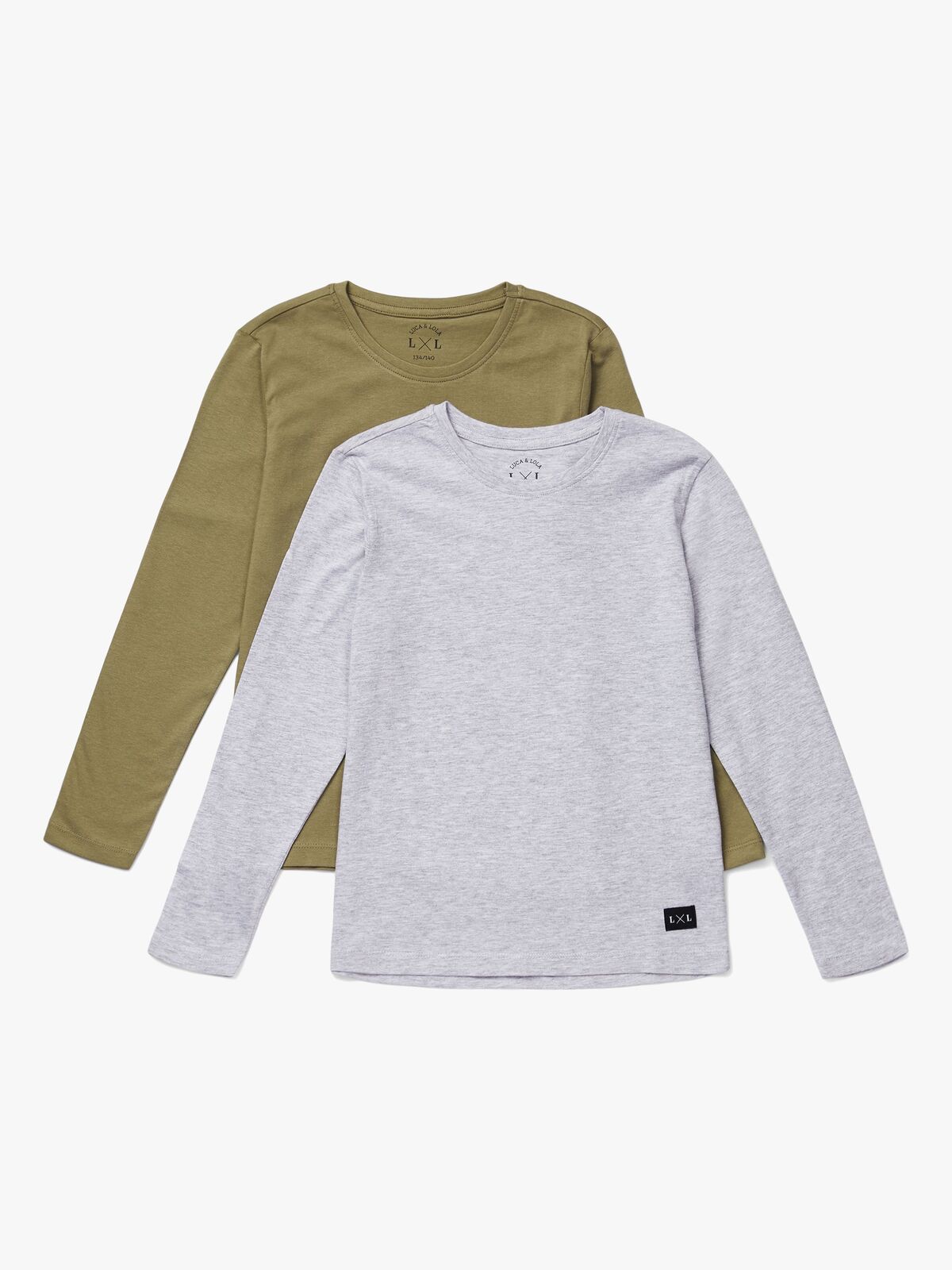 Luca & Lola Abel Langærmet T-Shirt 2-pak, Grey Melange/Brown