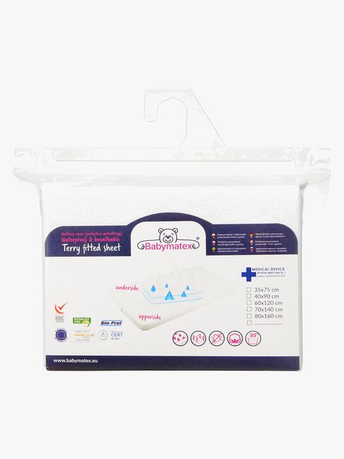 BabyMatex Frotte Vandtæt Stræklagen til Tremmeseng 40 x 90 cm, Lysegrå