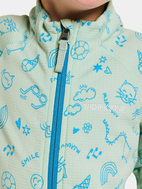 Didriksons Jadis Trøje med Lynlås, Doodle Pale Mint