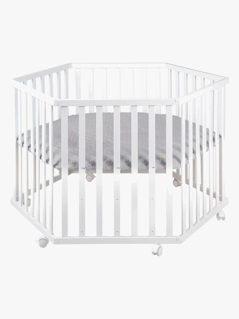 Roba Style Hexagon Kravlegård med Hjul, White & Grey