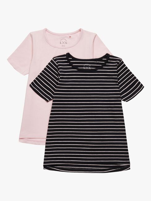 Luca & Lola Malena T-shirt 2-pak, Black/Pink Stripes