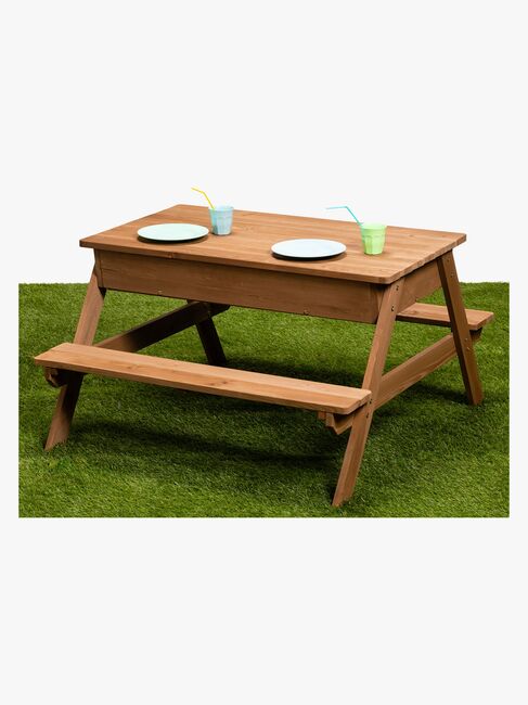 Woodlii Picnicbord med Sandkasse + Låg, Brun