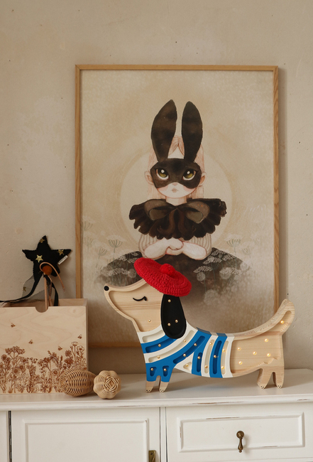 Little Lights Lampe Hundehvalp, French Style