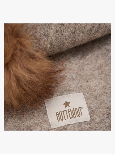 Huttelihut Elefanthue Merinould med Pomponer, Camel Melange