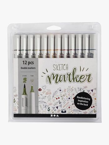 Creativ Company Sketch Marker Tusser Afdæmpede Farver 12-pak