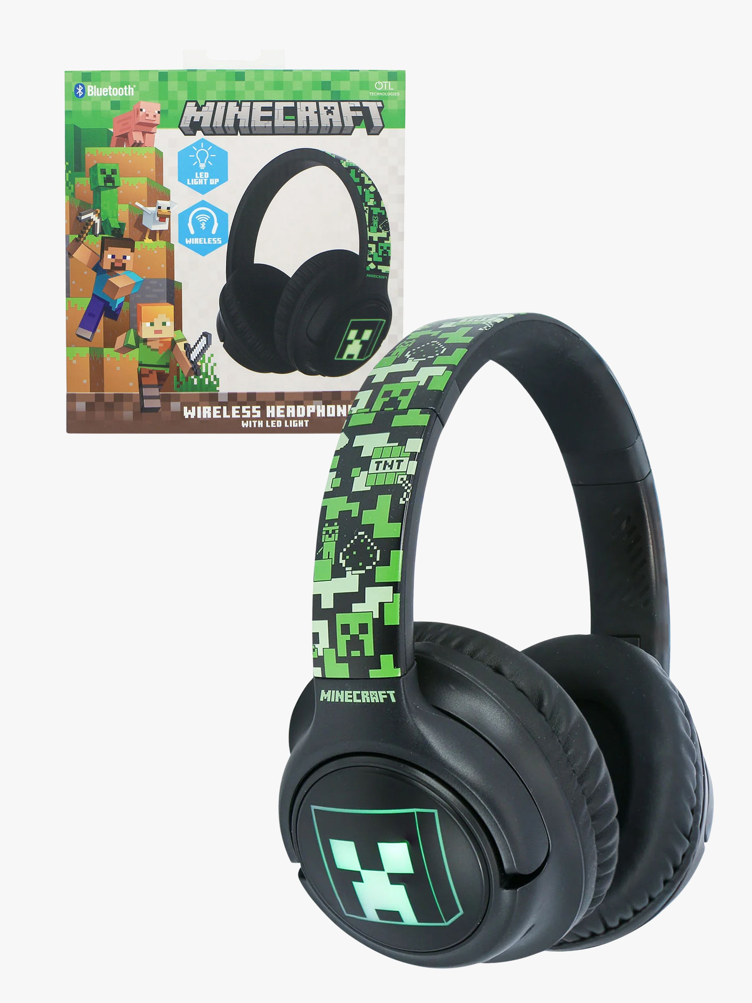 Minecraft Høretelefoner Trådløse med LED Sharing AUX