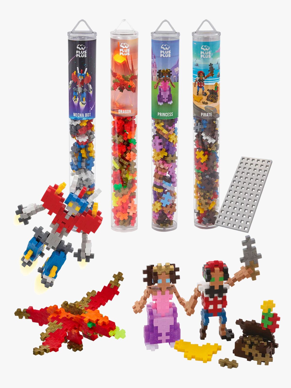 Plus-Plus Byggesæt med Bundplade & Tube Seje Figurer 4x100 Dele