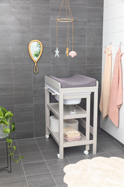 JLY Dream Puslebord med Badebalje, Warm Grey