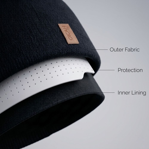 OICAN Wear  Strikket Hue med Hovedbeskyttelse Merinomix, Black