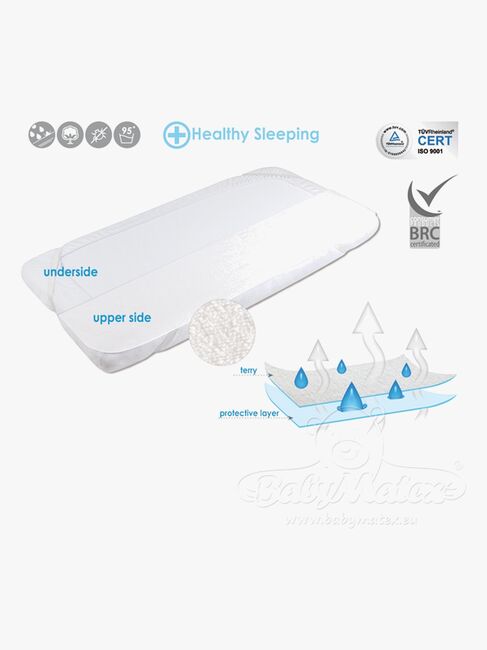 BabyMatex Hygienic Rullemadras for tremmeseng 60x120 cm Vandtæt, Hvid