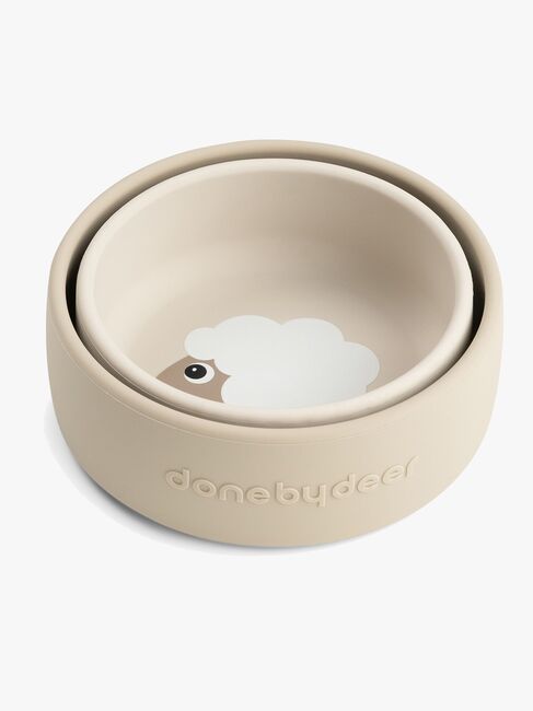 Done By Deer Sheepy Silikone Skål 2-pak, Sand