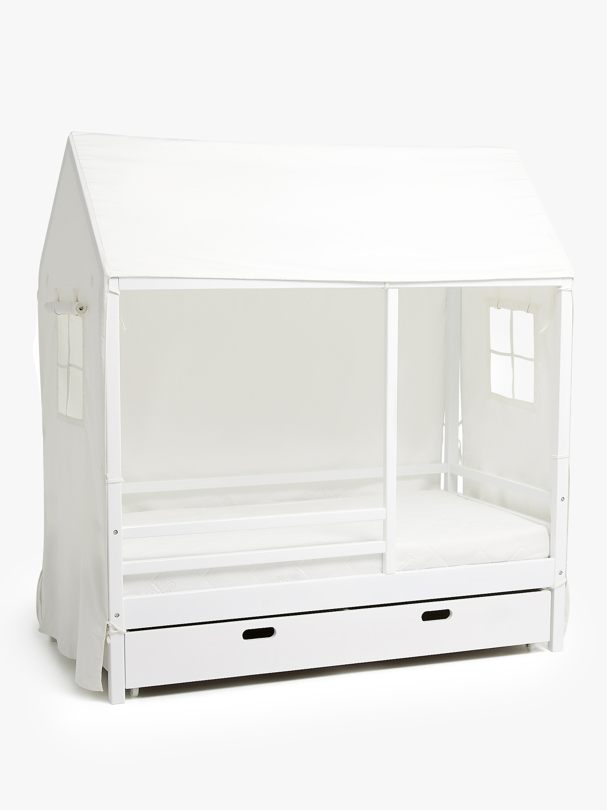 Minitude Nordic Jax Husseng 70x140, Sengehimmel & BabyMatex Madras Soft Plus + Sengeskuffe, Hvid