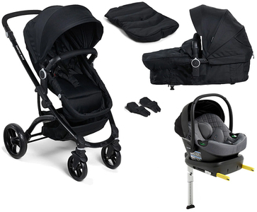 Beemoo Move 2-in-1 Kombivogn inkl. Route i-Size Autostol Baby & ISOFIX Base, Black/Mineral Grey