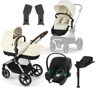 Cybex EOS Lux Duovogn inkl. Aton B2 i-Size Autostol Baby & Base, Taupe/Seashell Beige