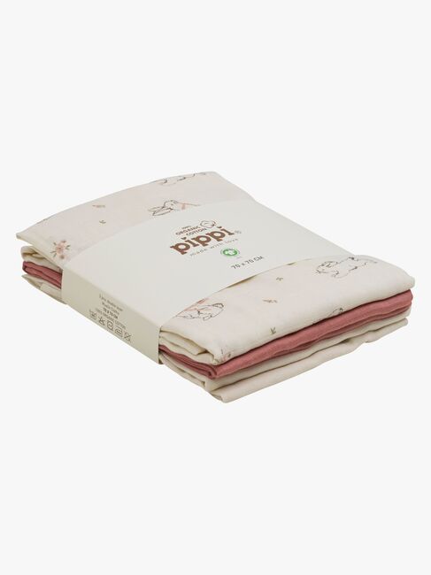 Pippi Tæpper/ Stofbleer i Musselin 3-Pak, Rose Tan