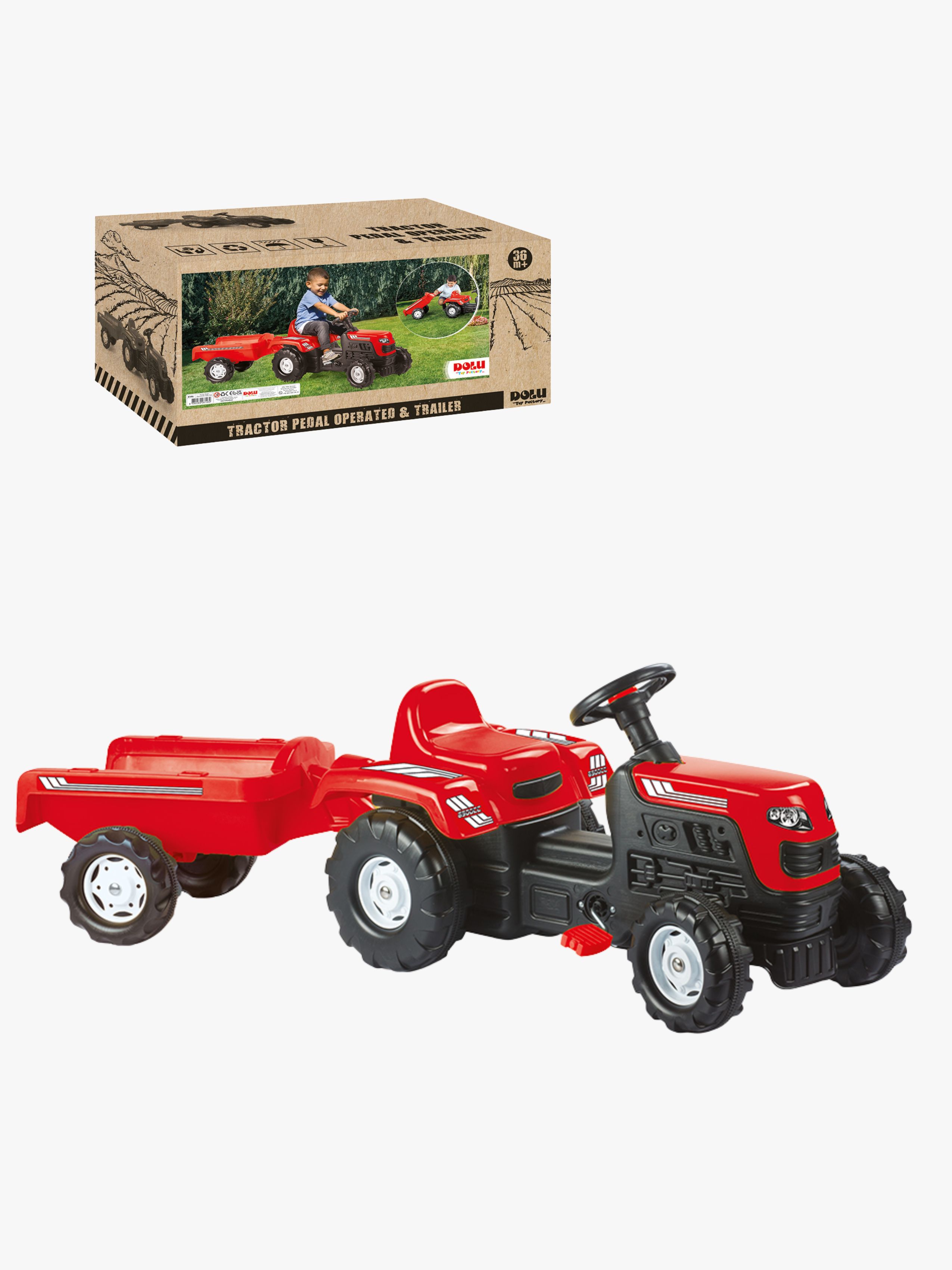 Dolu Ranchero Pedaltraktor Med Anhænger, Rød