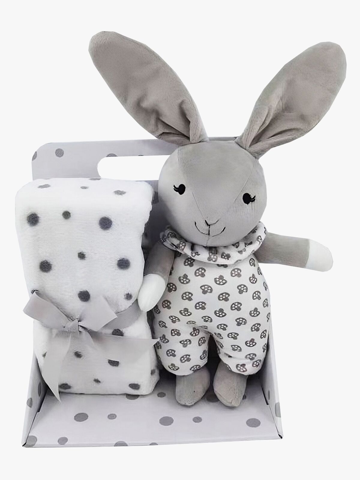 CarloBaby Fleecetæppe Grå Prikker & Kanin